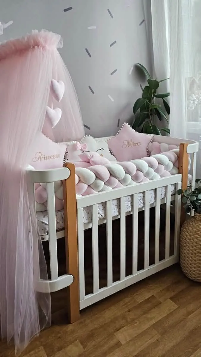 Baby Girl Bedding Set Luxurious - Cloud Face & 2 Star Pillows