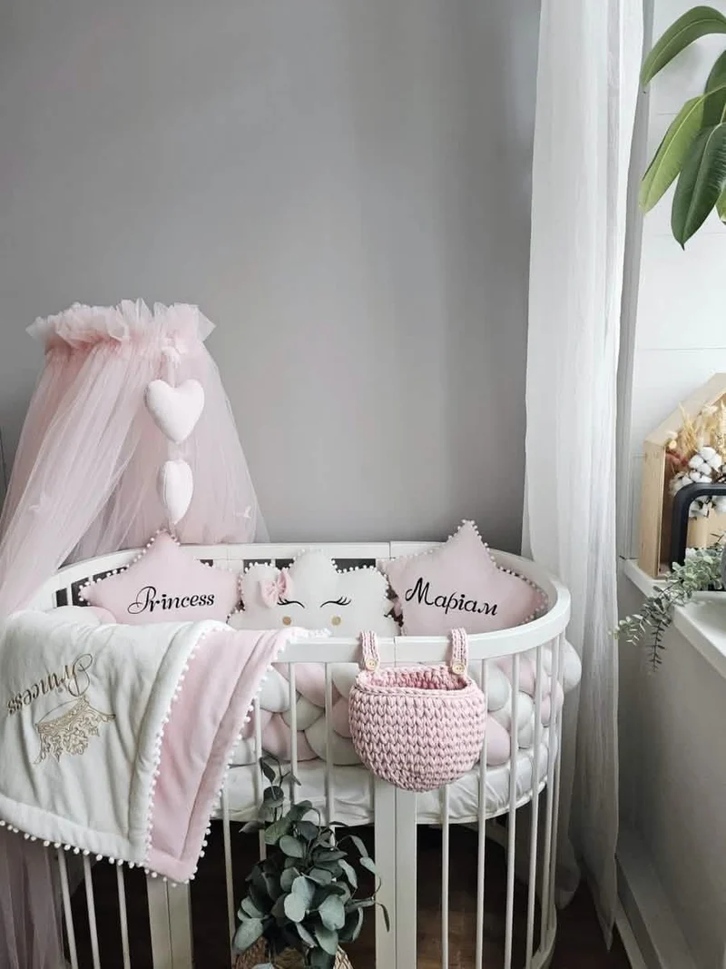 Baby Girl Bedding Set Luxurious - Cloud Face & 2 Star Pillows