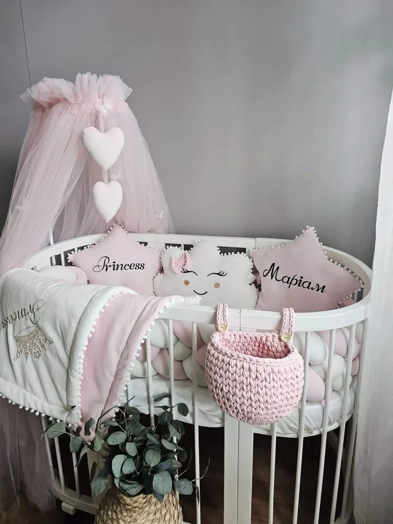 Baby Girl Bedding Set Luxurious - Cloud Face & 2 Star Pillows