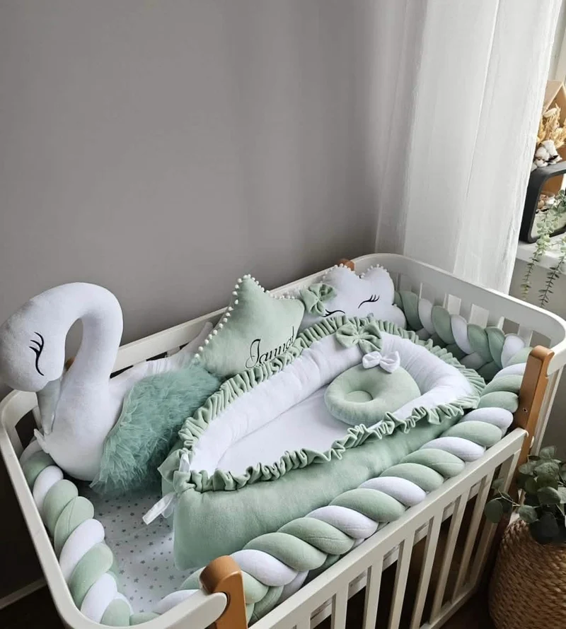 Baby Bedding Set Premium - Princess Swan, Heart & Cloud