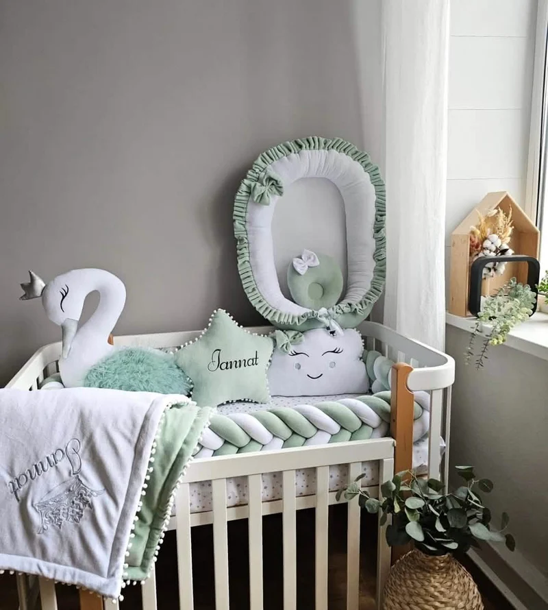 Baby Bedding Set Premium - Princess Swan, Heart & Cloud