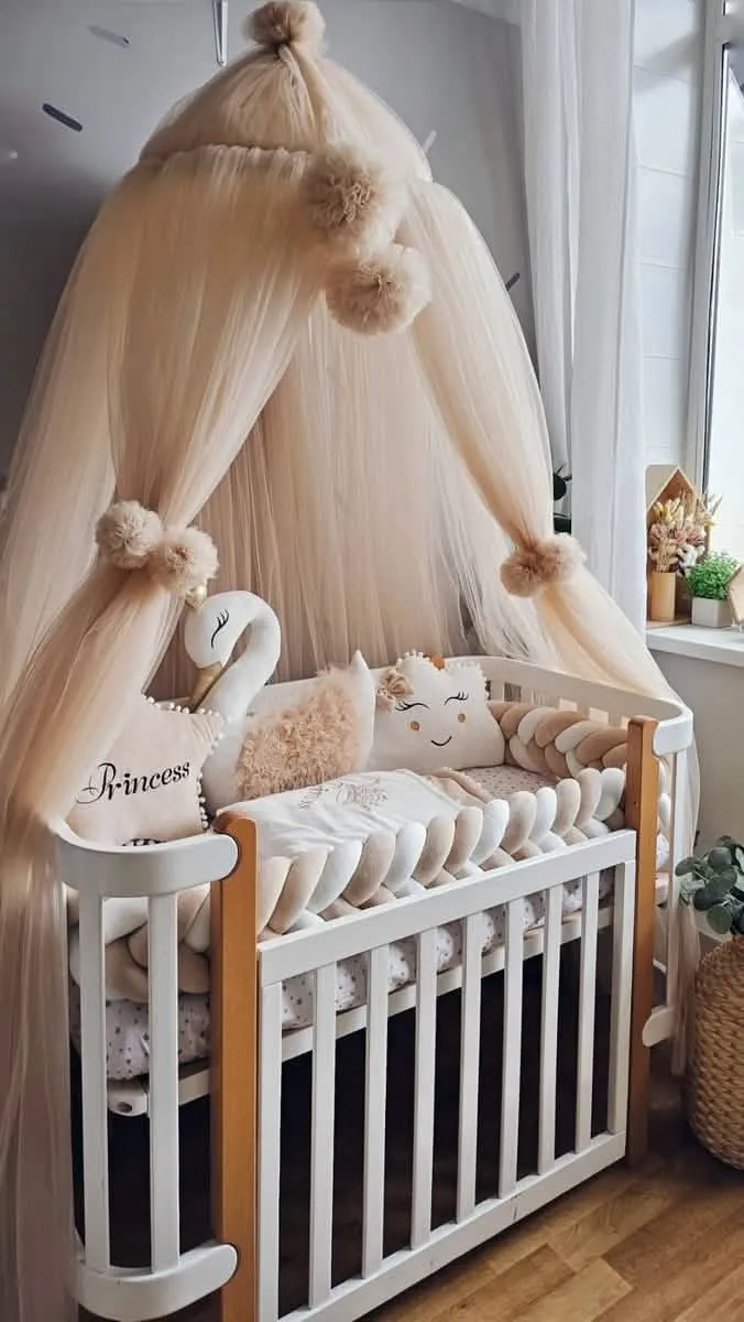 Baby Bedding Set Beige Creamy - Princess Swan, Star & Cloud