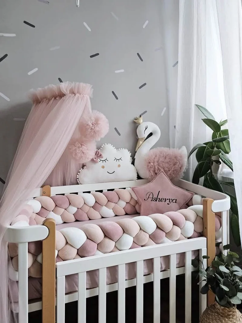 Baby Girl Bedding Set Blush Shadows - Full Perimeter Bumper