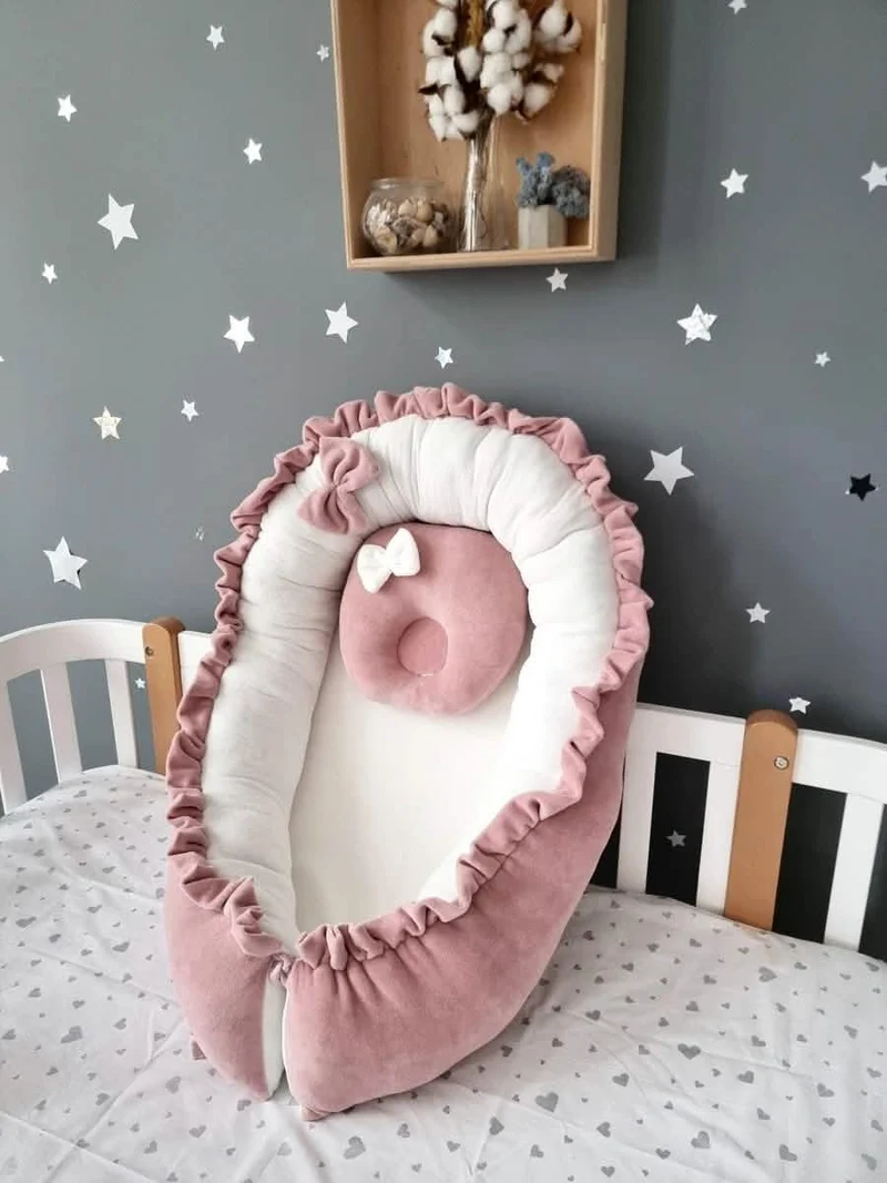 Baby Girl Bedding Set Blush Shadows - Full Perimeter Bumper
