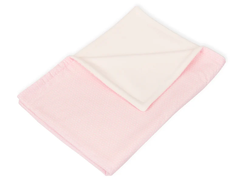 Babydecke kleine Blätter rosa auf Weiß