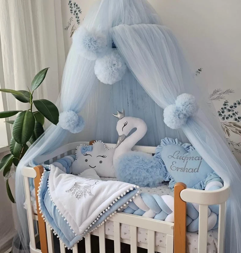 Baby Boy Bedding Set Baby Blue - Princess Swan, Star & Cloud