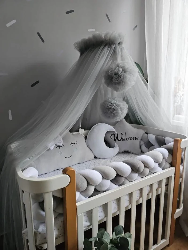 Baby Boy Bedding Set Shades of Gray - Cloud Face, Star Face & Moon