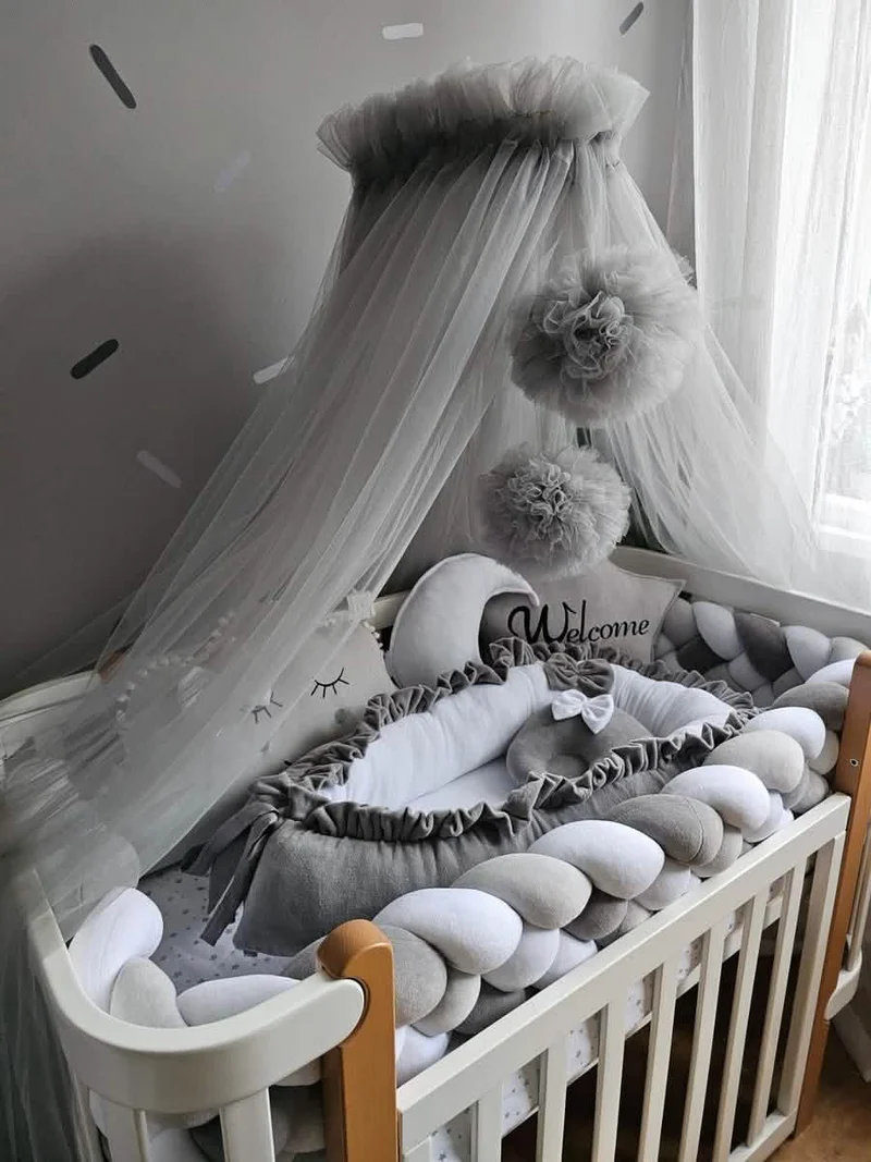Baby Boy Bedding Set Shades of Gray - Cloud Face, Star Face & Moon
