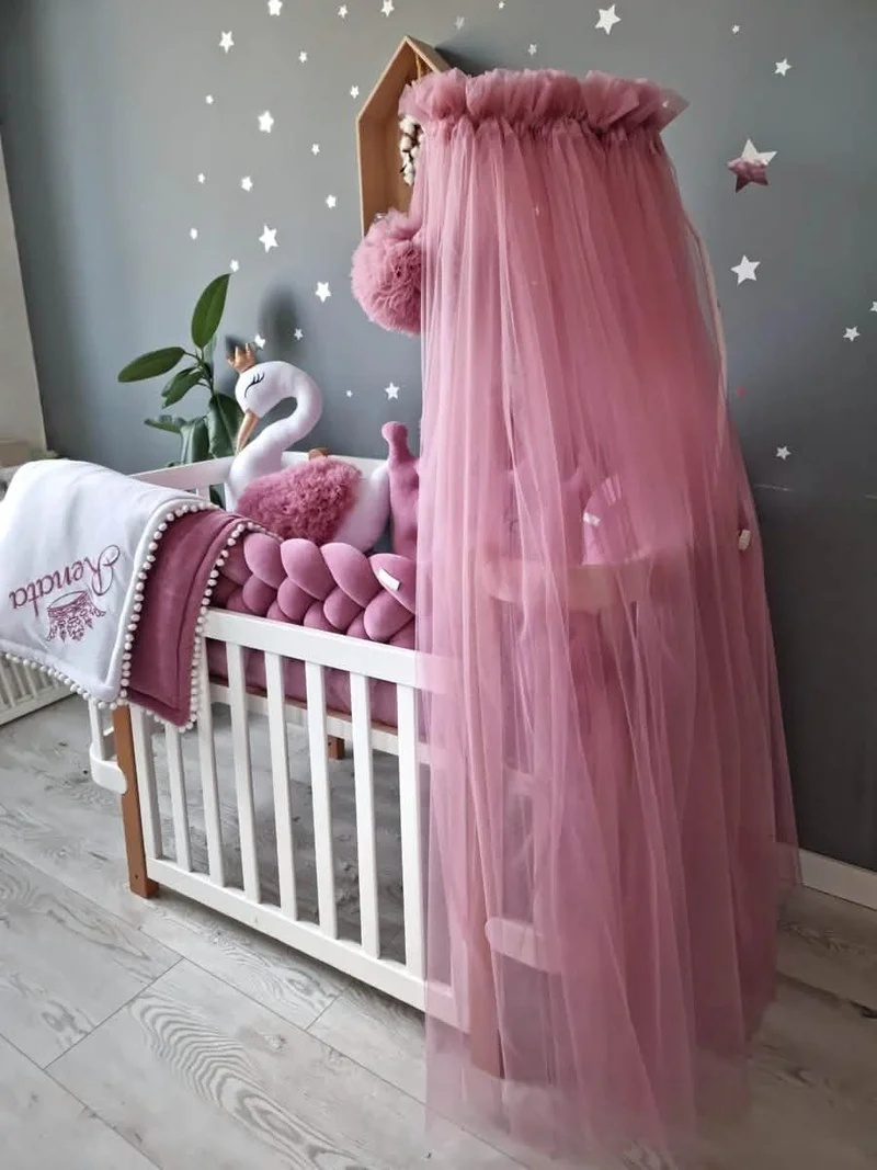 Baby Girl Bedding Set Dry Rose - Princess Swan, Crown, Moon & Cloud