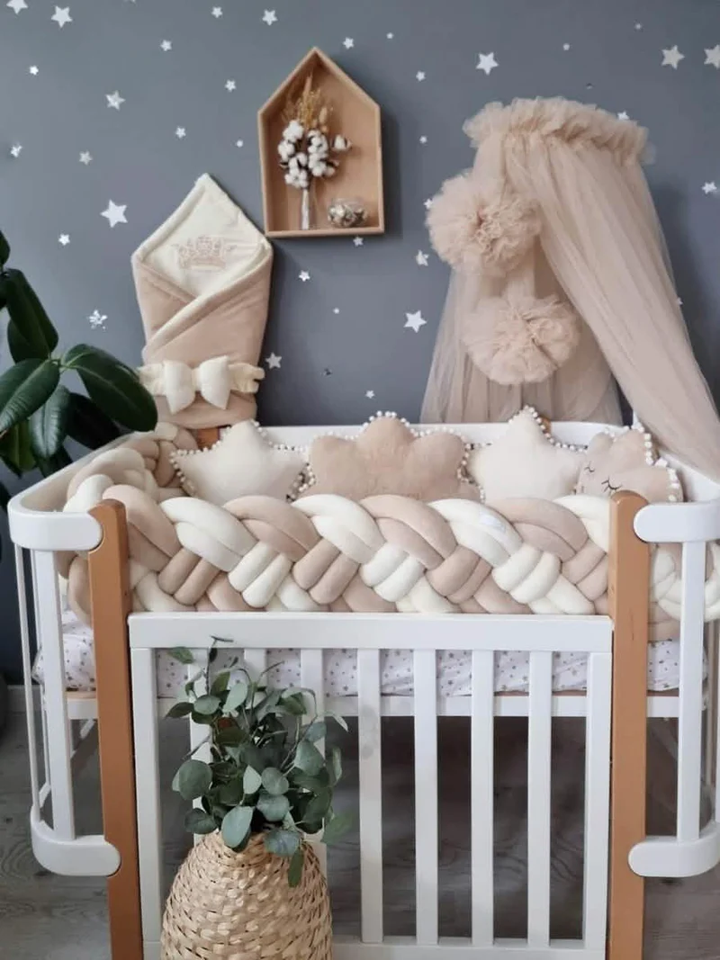 Baby Bedding Set Beige Cream - 2 Clouds & 2 Star Pillows