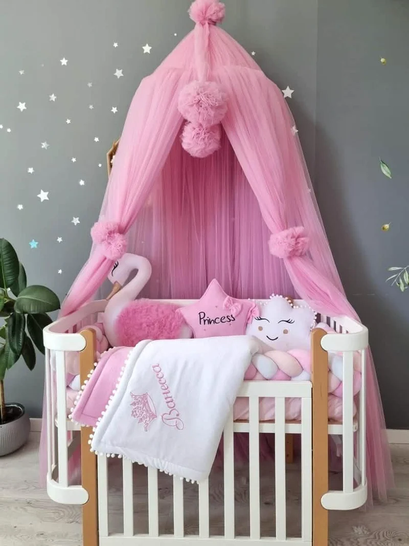Baby Girl Bedding Set Pink - Princess Swan & 2 Star Pillows