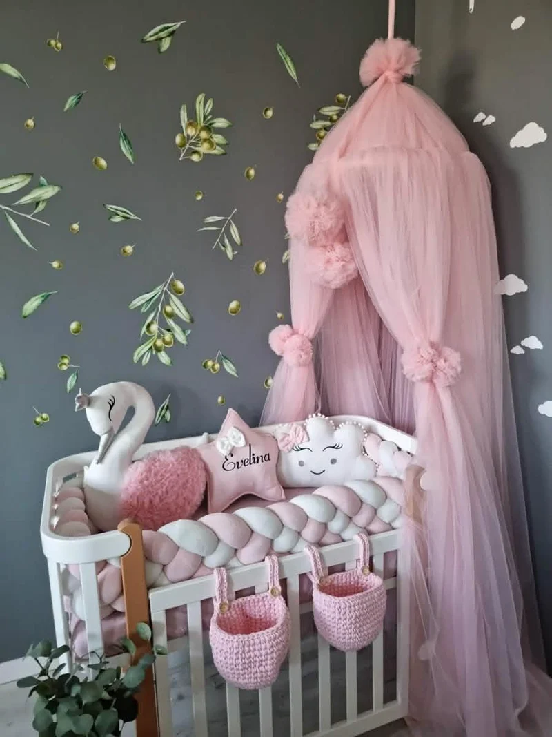 Baby Girl Bedding Set Pink - Princess Swan & 2 Star Pillows