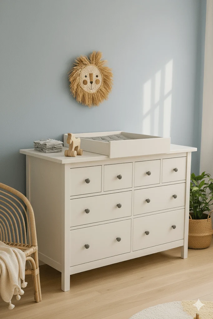 Wickelaufsatz für HEMNES-Kommode mit 3 Schubladen – zum Quer-Wickeln – Wickelfläche 50 × 70 cm