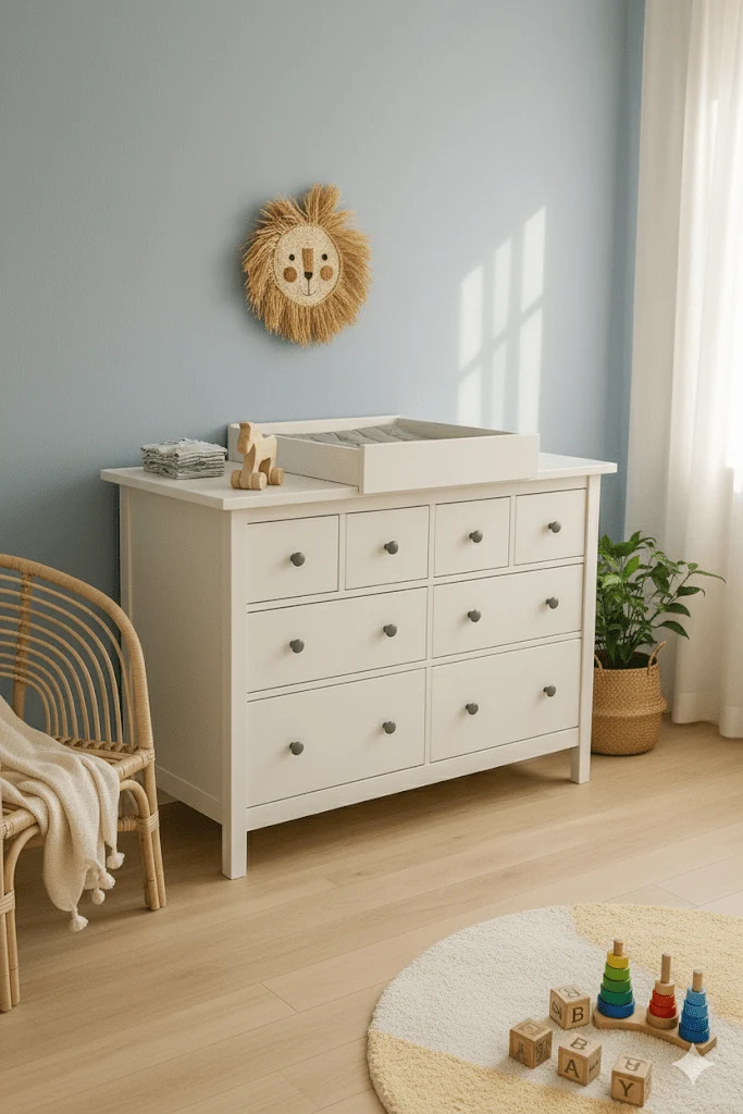 Wickelaufsatz für HEMNES-Kommode mit 3 Schubladen – zum Quer-Wickeln – Wickelfläche 50 × 70 cm