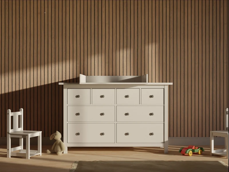 Wickelaufsatz für HEMNES-Kommode mit 8 Schubladen – gerade, mit Blende – Wickelfläche 78 × 78 cm