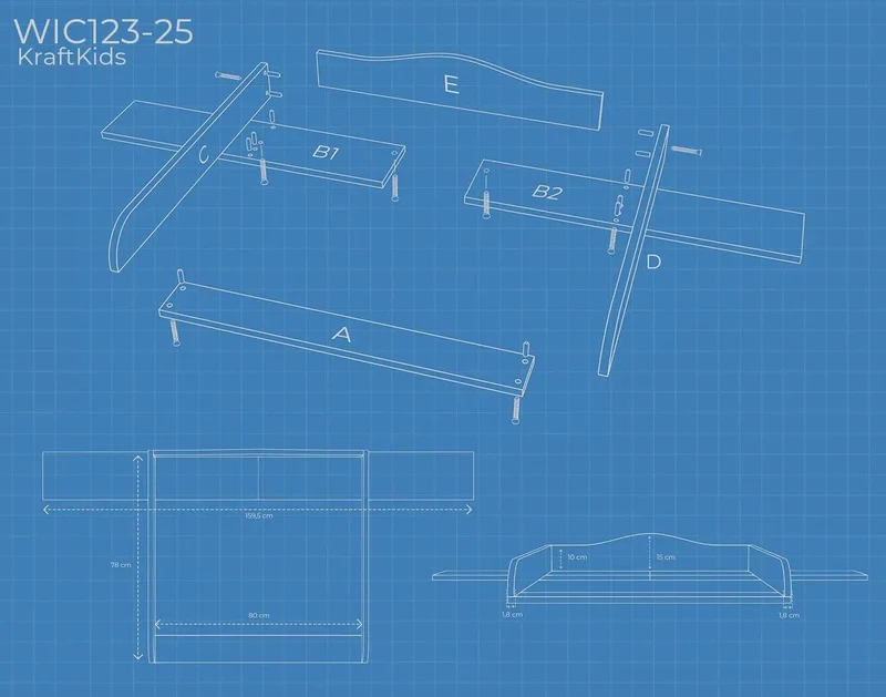 Wickelaufsatz für HEMNES-Kommode mit 8 Schubladen – grau, mit Blende – Wickelfläche 78 × 78 cm