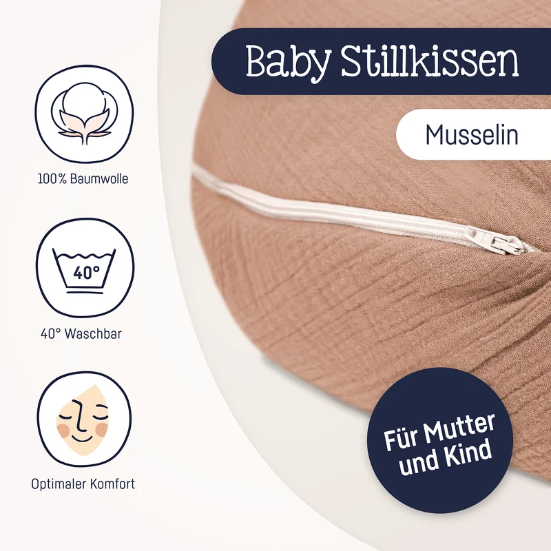 Stillkissen aus Baumwollmusselin dune