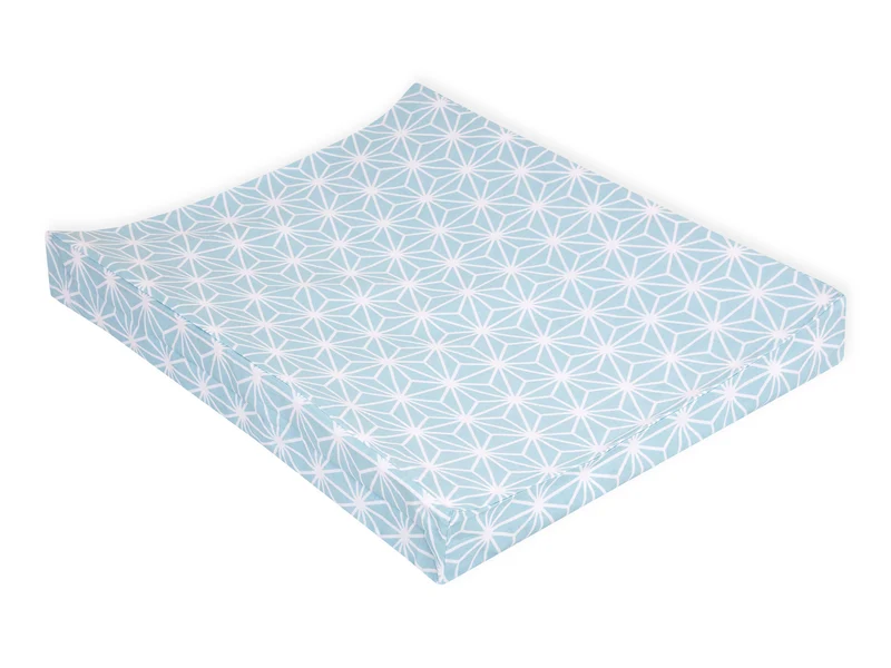 Bezug für Keilwickelauflage weiße Diamante auf Pastel Blau