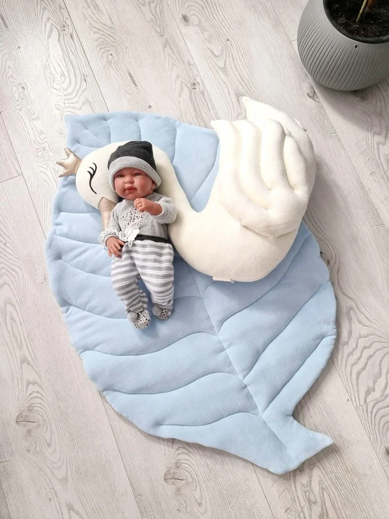 Baby leaf play mat light gray