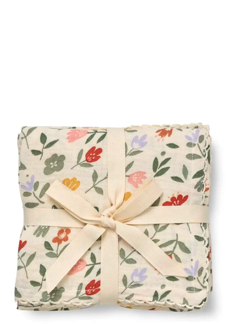 3er Pack Musselin Mulltücher 'Mio' Flower Market 65 x 65 cm