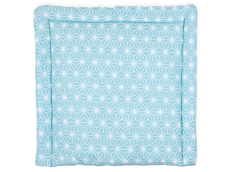 Wickelauflage weiße Diamante auf Pastel Blau