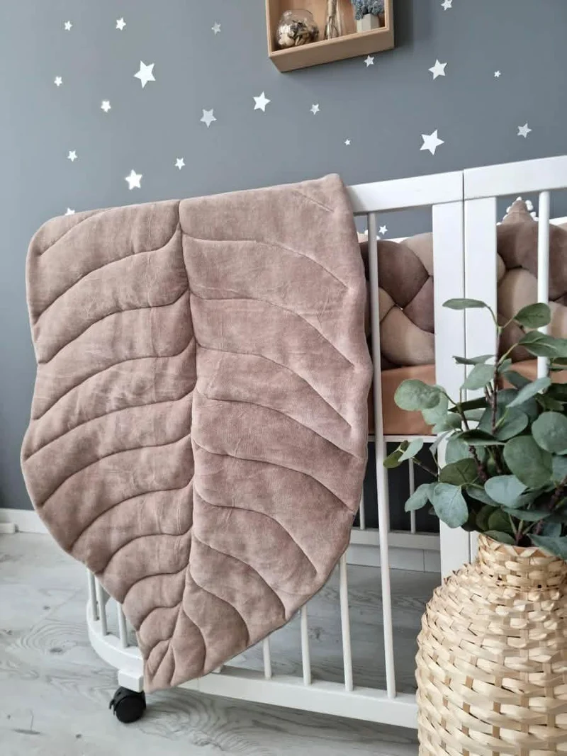 Baby Leaf Play Mat Pistachio | Handmade Cotton Velour