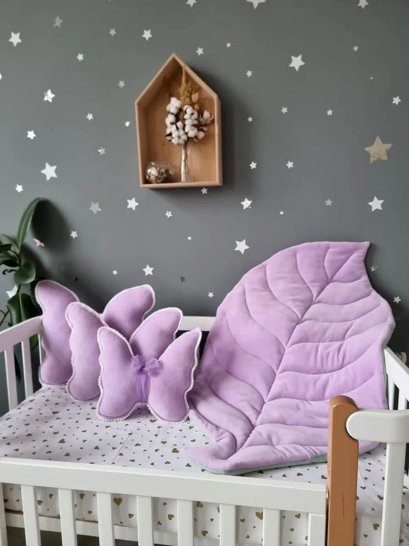 Baby Leaf Play Mat Pistachio | Handmade Cotton Velour