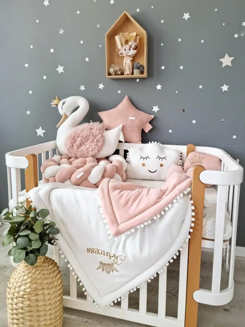 Baby Girl Bedding Set Blush - Decorative Pillows