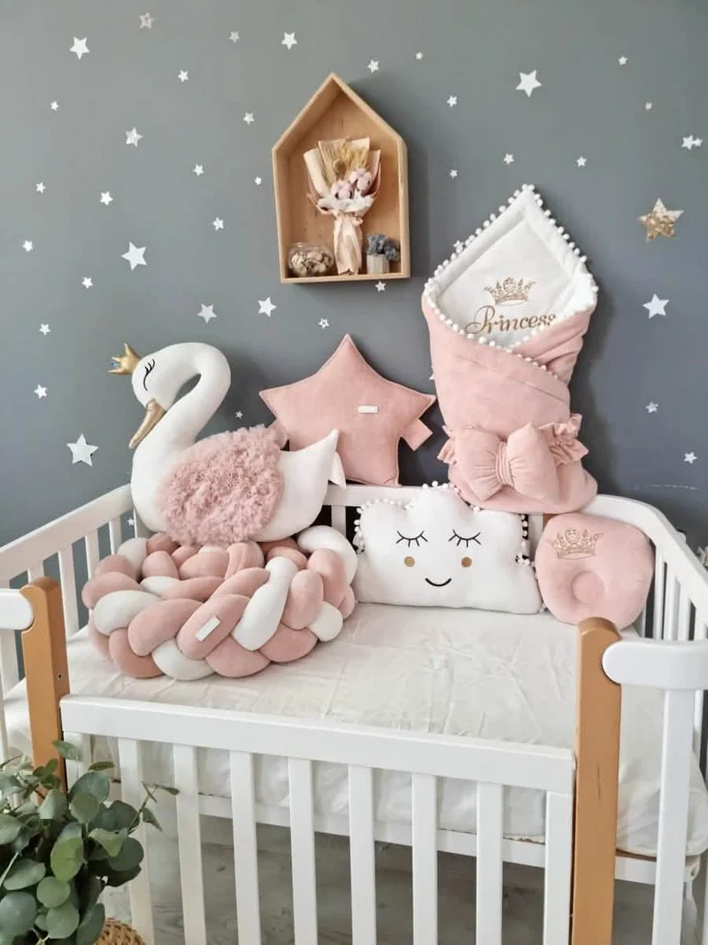 Baby Girl Bedding Set Blush - Decorative Pillows