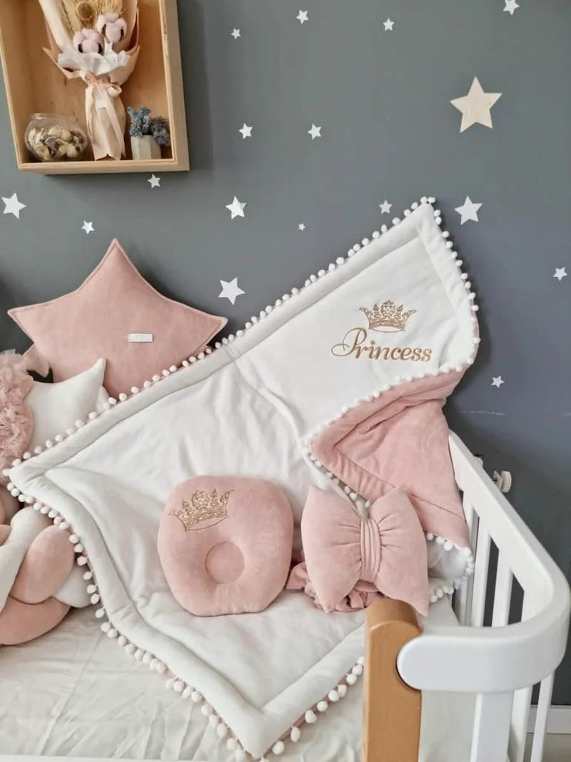Baby Girl Bedding Set Blush - Decorative Pillows