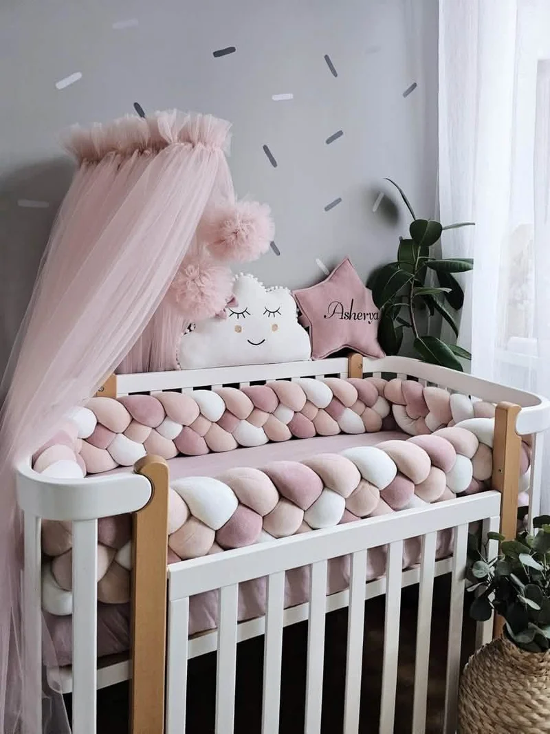 Baby Girl Bedding Set Soft Blush - Star, Cloud or Swan Pillows