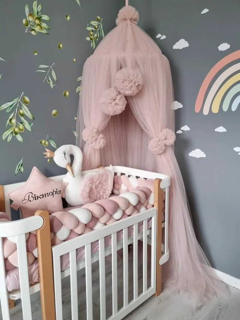 Double Braided Crib Bumper Blush Shadows 20 cm