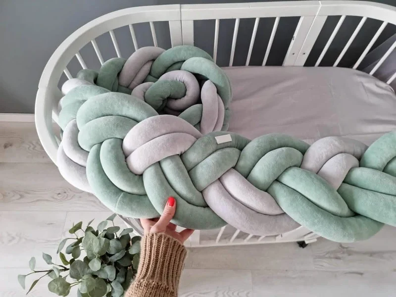 Braided Crib Bumper Blush Rose 20 cm