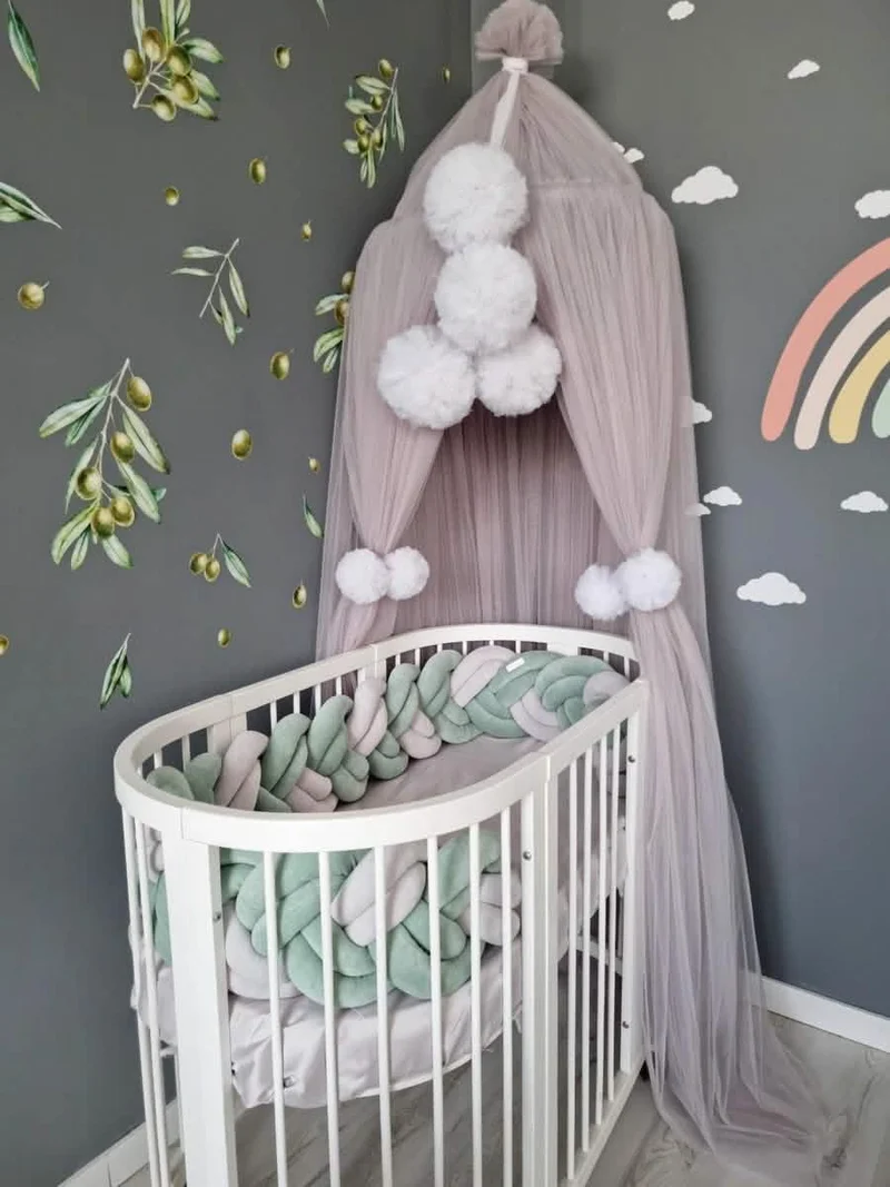 Braided Crib Bumper Blush Rose 20 cm