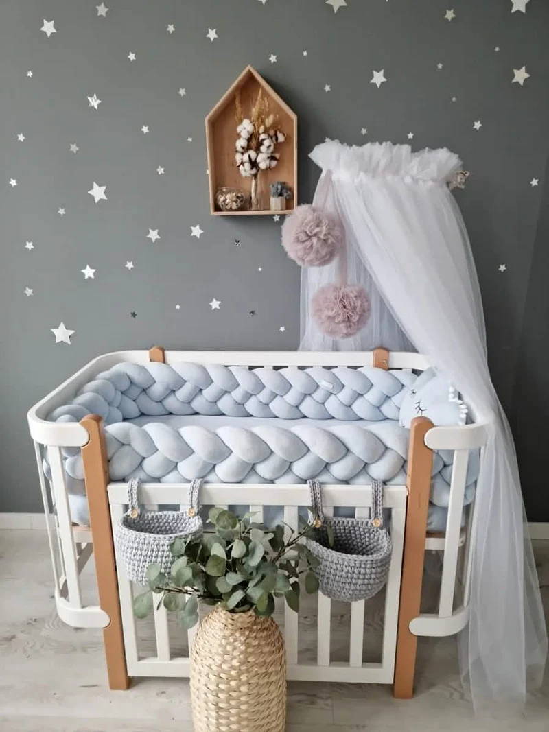 Double Braided Crib Bumper Blush Rose 20 cm
