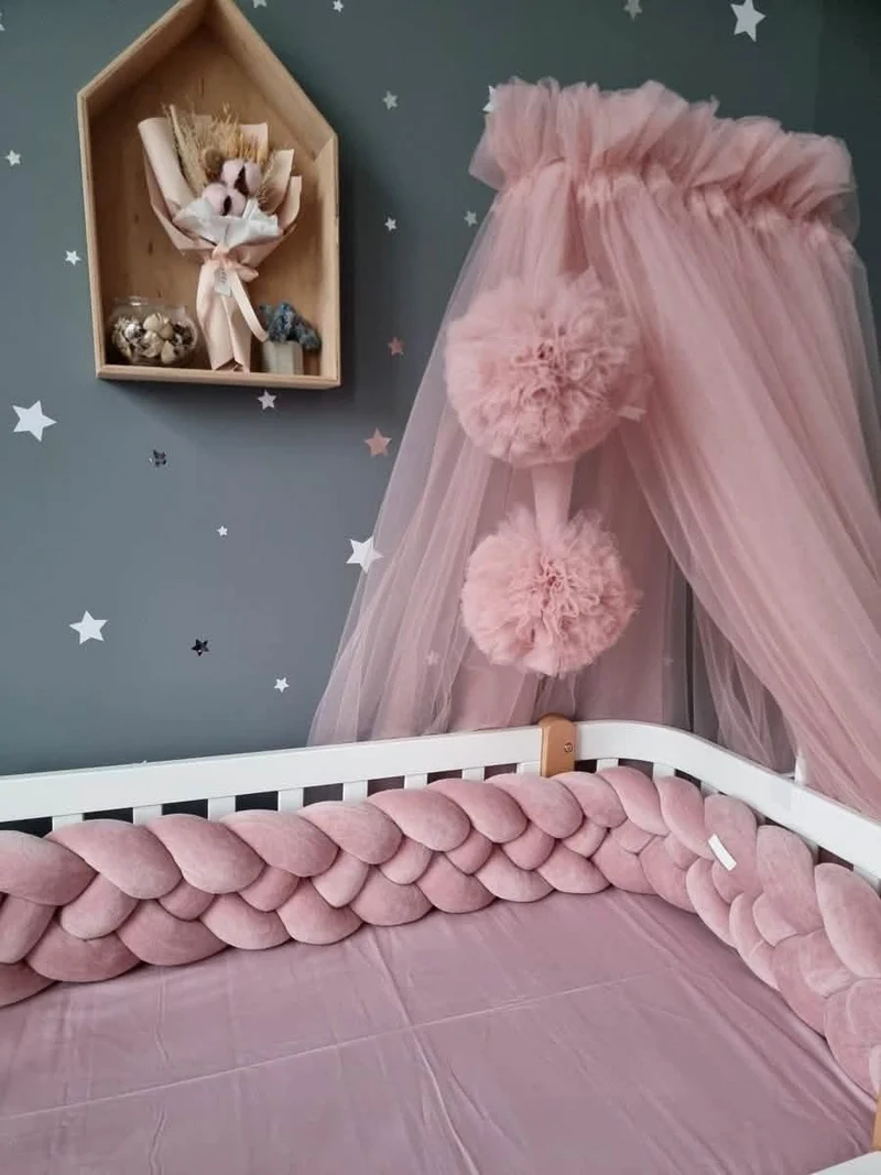 Double Braided Crib Bumper Blush Rose 20 cm