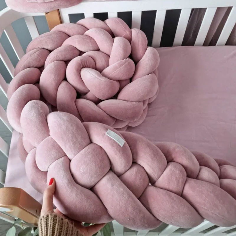 Double Braided Crib Bumper Blush Rose 20 cm