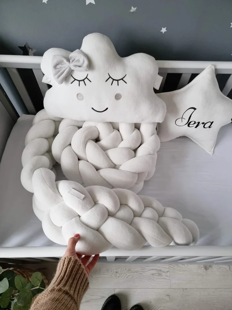 Double Braided Crib Bumper Blush Rose 20 cm