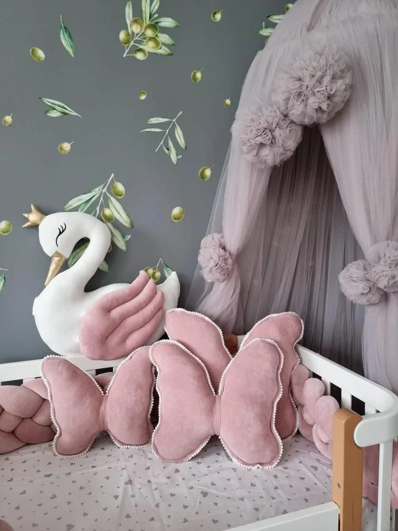 Butterfly pillow blush. Kids room decor.