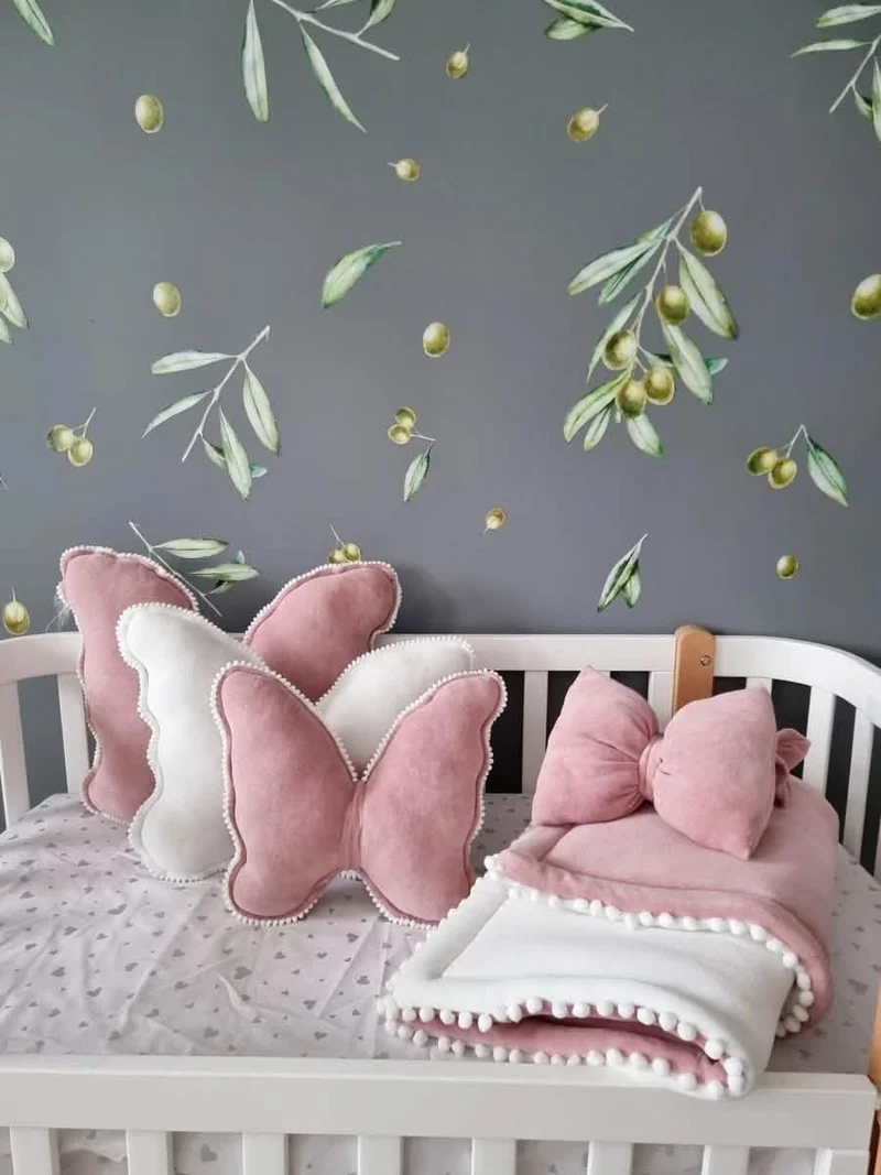 Butterfly pillow blush. Kids room decor.
