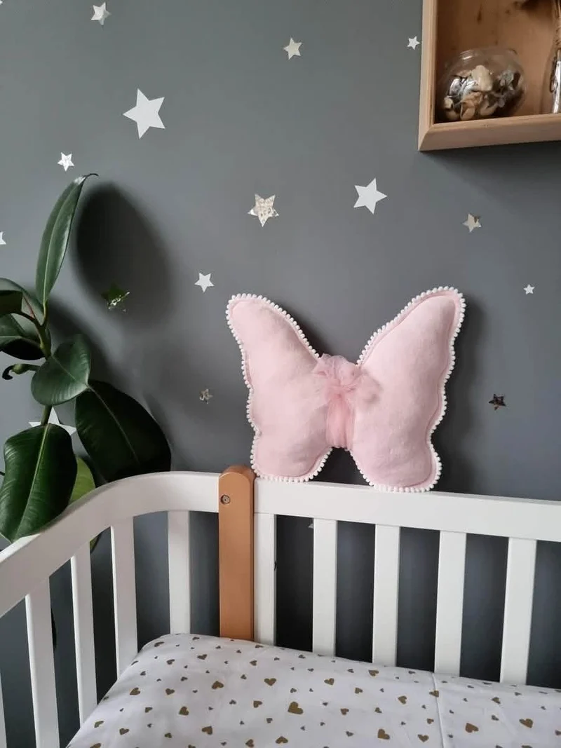 Butterfly pillow blush. Kids room decor.
