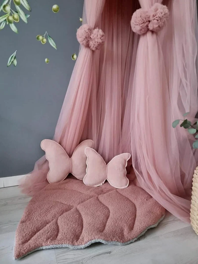 Butterfly pillow blush rose. Nursery decor. Crib pillow