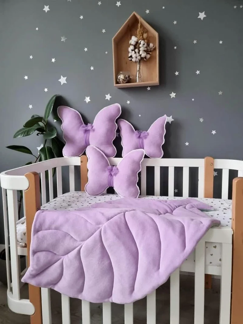 Butterfly pillow blush rose. Nursery decor. Crib pillow