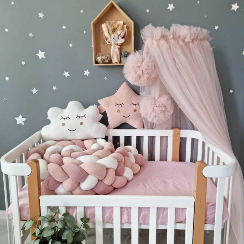 Light Blush pink bed canopy curtains, baby baldachin