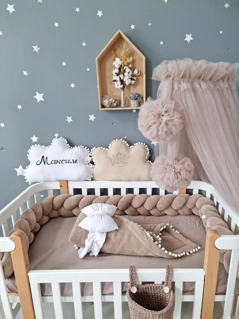 Light Blush pink bed canopy curtains, baby baldachin