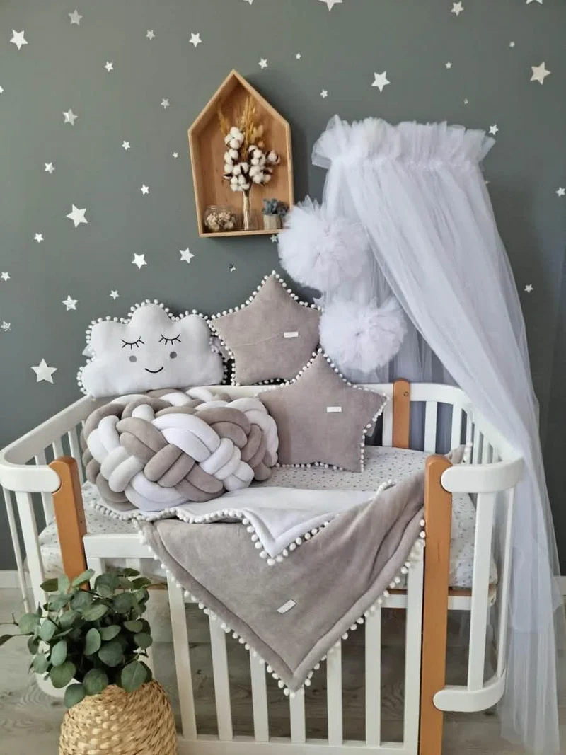 Light Blush pink bed canopy curtains, baby baldachin
