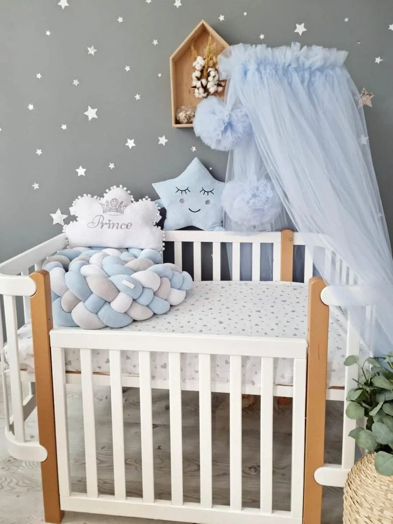 Light Blush pink bed canopy curtains, baby baldachin