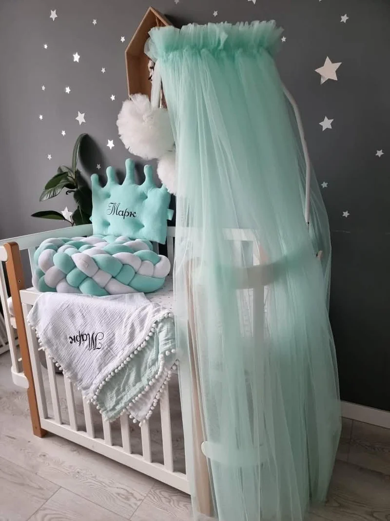 Light Blush pink bed canopy curtains, baby baldachin