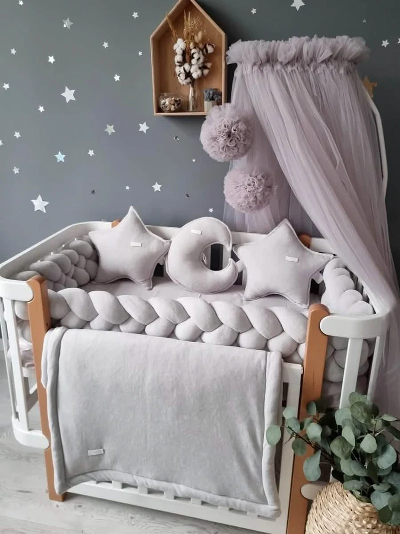 Light Blush pink bed canopy curtains, baby baldachin