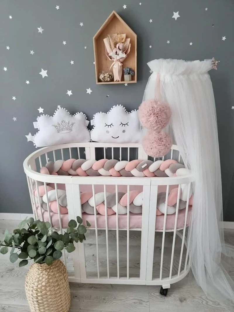 Light Blush pink bed canopy curtains, baby baldachin
